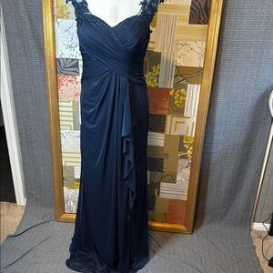 Azazie Blue Ruched Sweetheart Maxi Gown